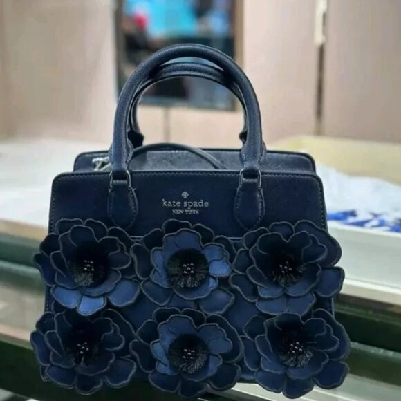 Upcoming Raffle Kate Spade NEW Blue Applique Embroidered Madison Satchel - Picture 7 of 10